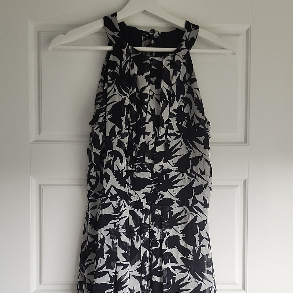 Navy and White Halter Maxi Sundress